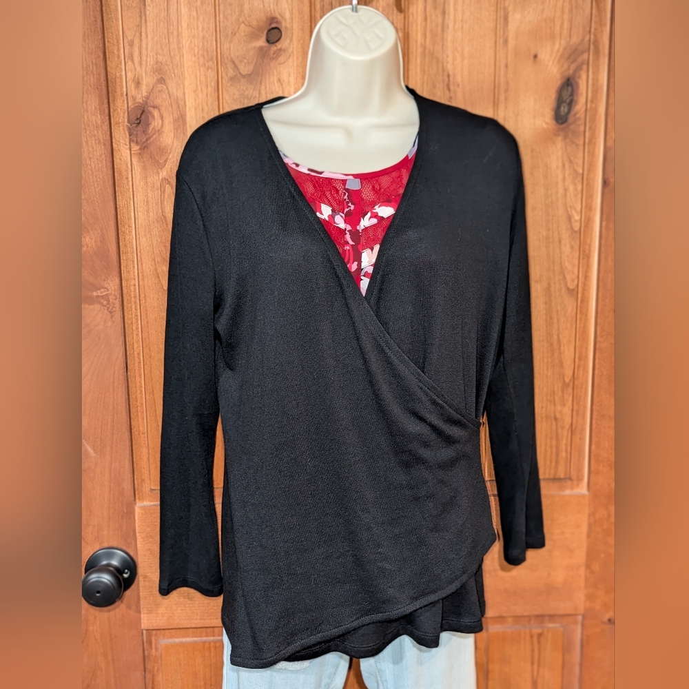 GAP Black‎ Faux Wrap Fine Gauge Sweater